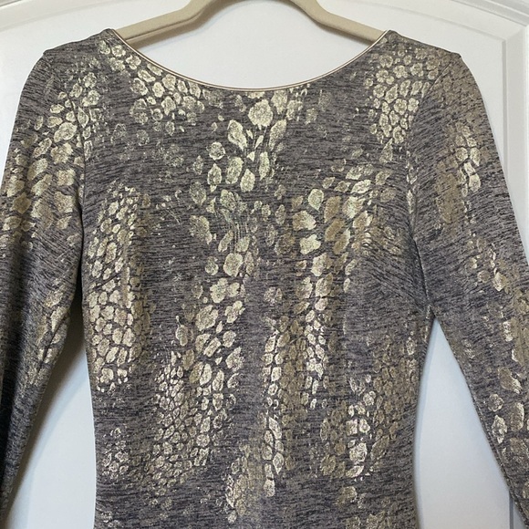 DRESS THE POPULATION Emery Midi dress Womens M Metallic snake Print Festive - Picture 5 of 10